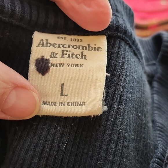 Abercrombie and Fitch Men's Blue v-neck long sleeve pullover sweater Sz LG - Picture 10 of 11